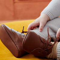 baby leather baby booties tan