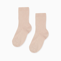 girls pale pink ribbed short socks