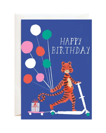 that tiger stole my scooter greeting card