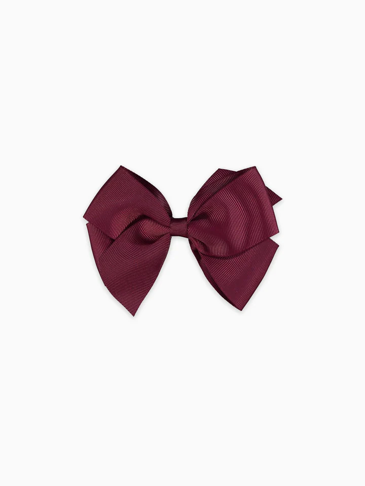 girls big bow clip burgundy