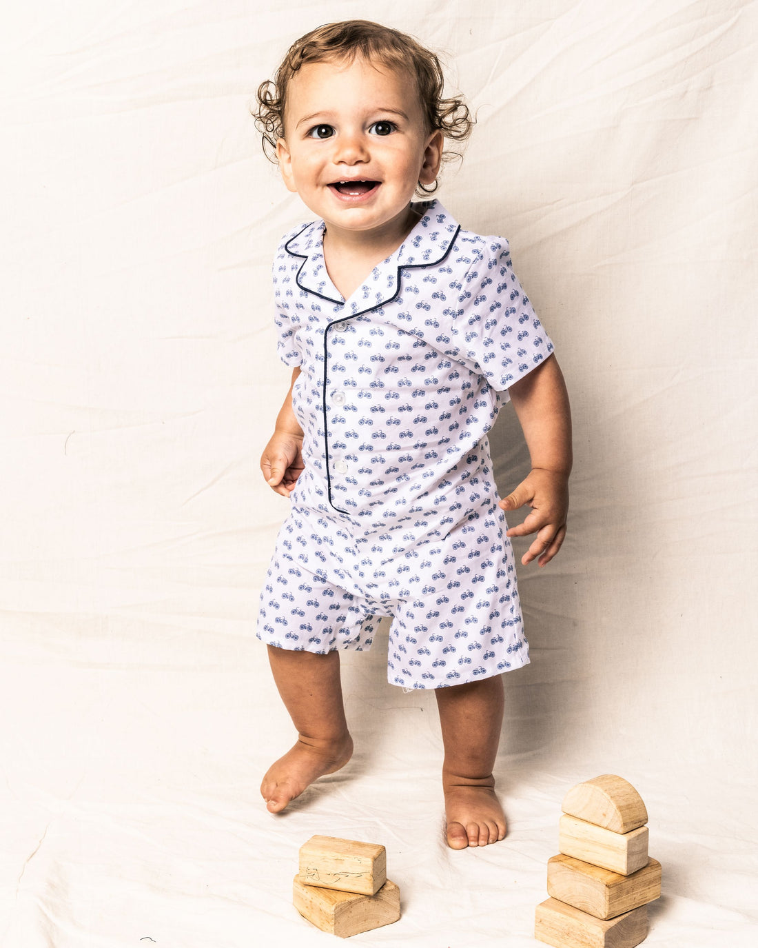baby boy blue summer romper