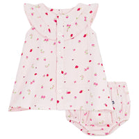 berry print dress & bloomer