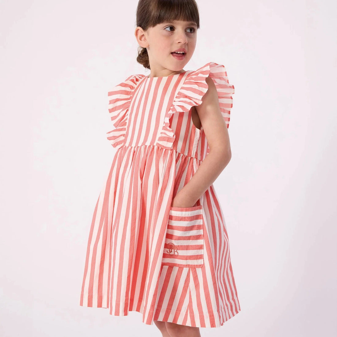 stripe ruffle dress