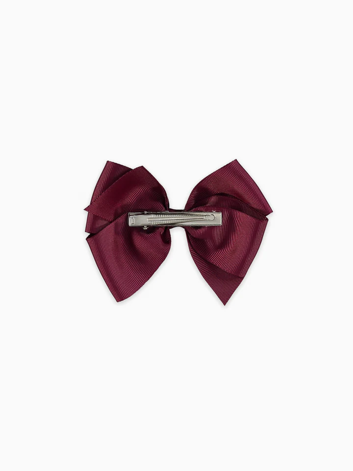 girls big bow clip burgundy