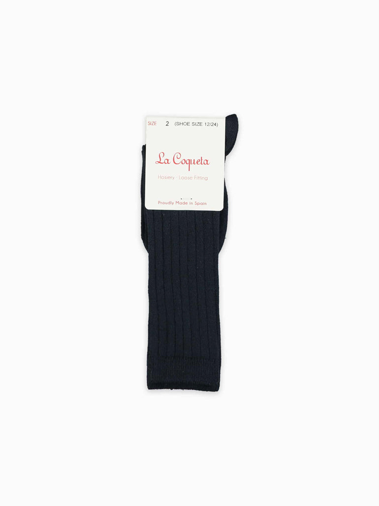 baby navy ribbed knee high socks