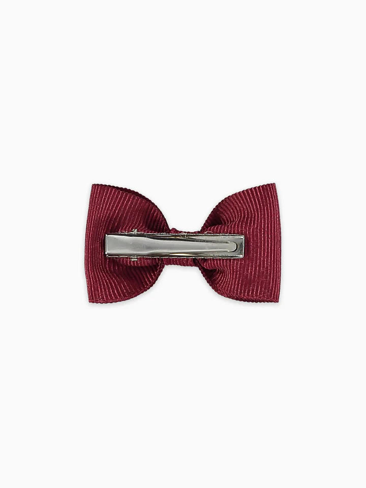 girls small bow clip burgundy