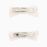 two small velvet bow clips pink