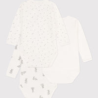 baby girl grey 3 pk bunny ls crossover bodysuits