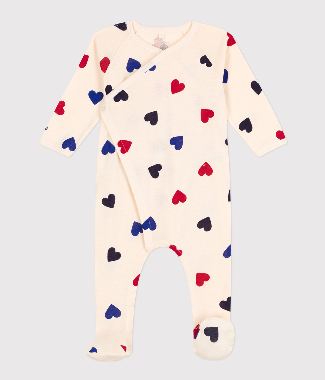 baby girl heart print side snap footie