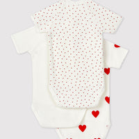 baby girl red 3 pk hearts ss crossover bodysuit