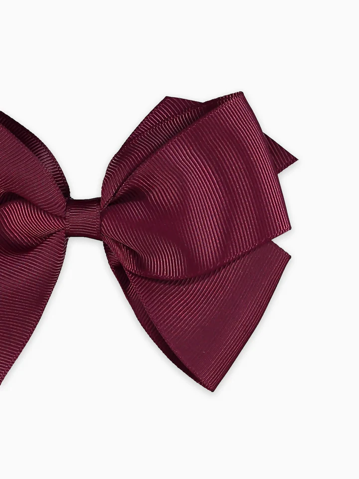 girls big bow clip burgundy