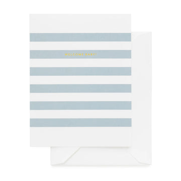 blue stripe welcome baby card