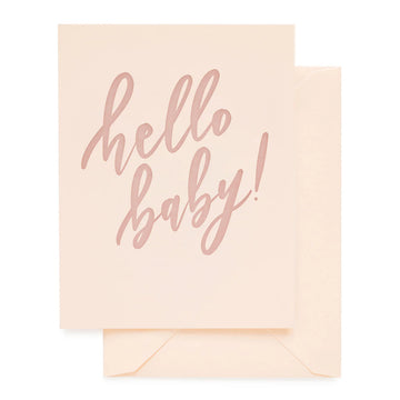 pink hello baby card