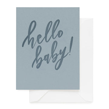 blue hello baby card