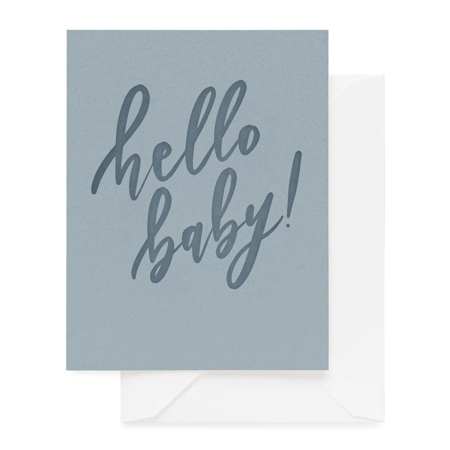 blue hello baby card