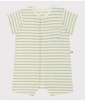 short sleeve terry striped romper