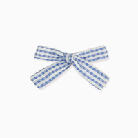 soft ribbon bow clip blue gingham