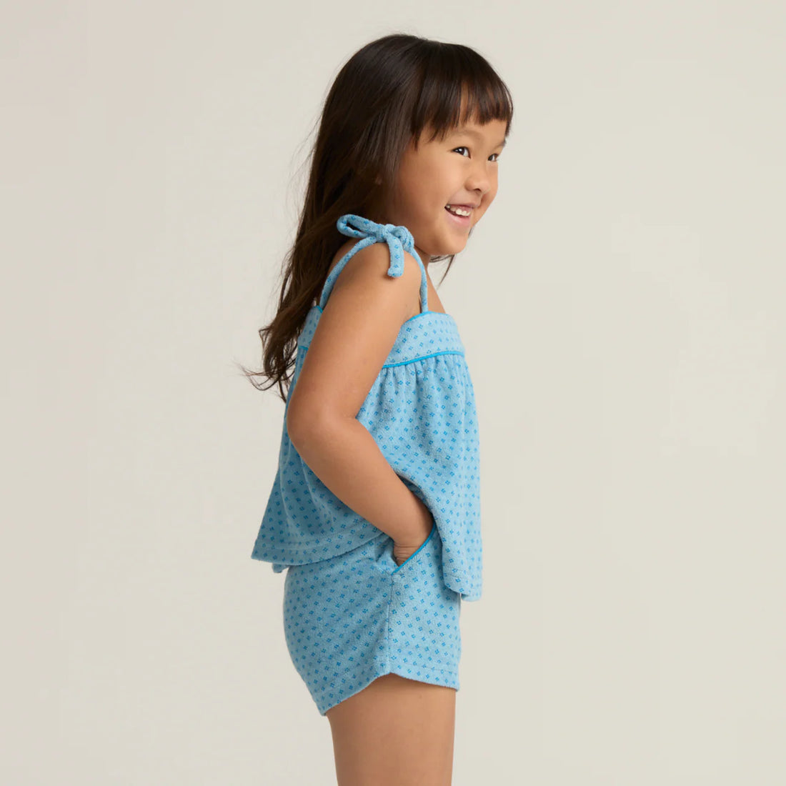 terry tie short set