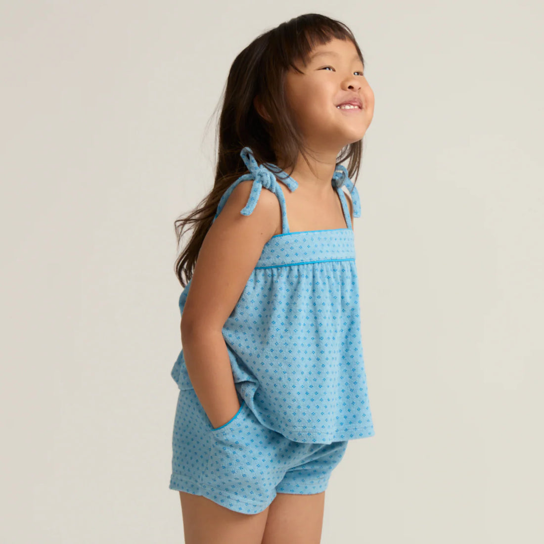 terry tie short set