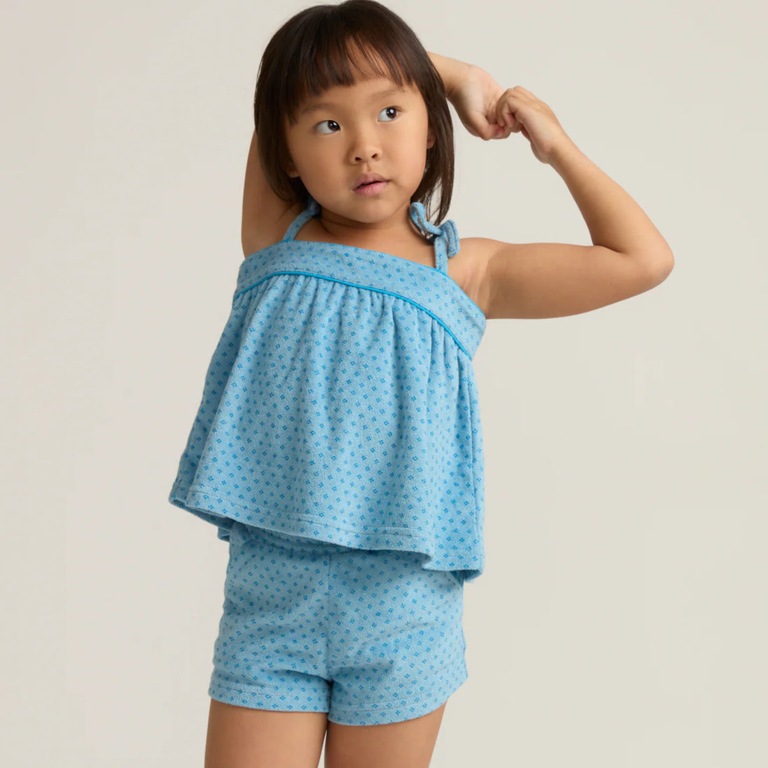 terry tie short set