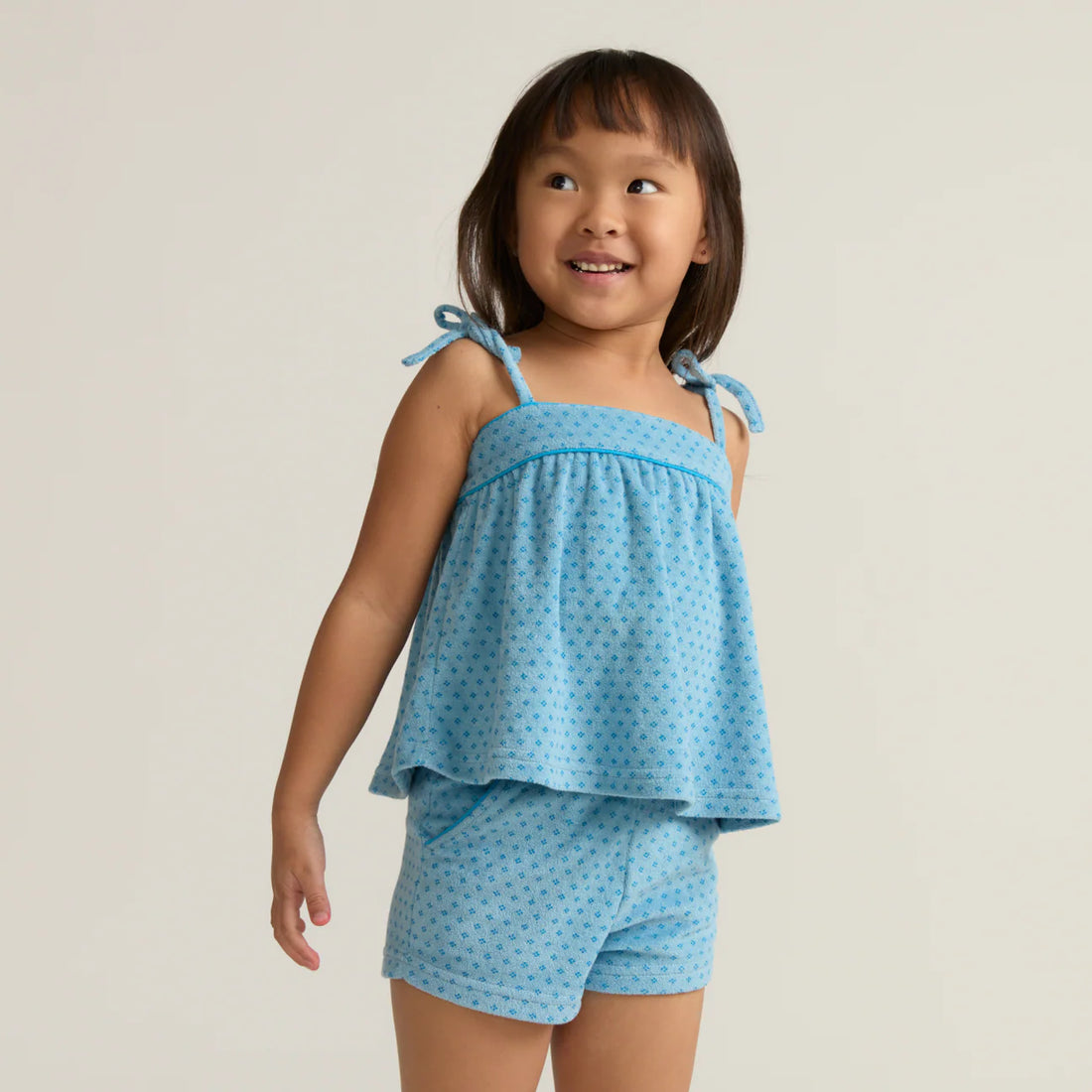 terry tie short set