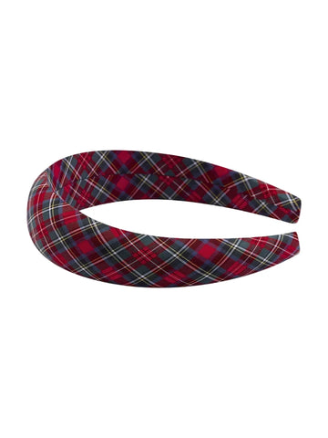 wide headband red tartan