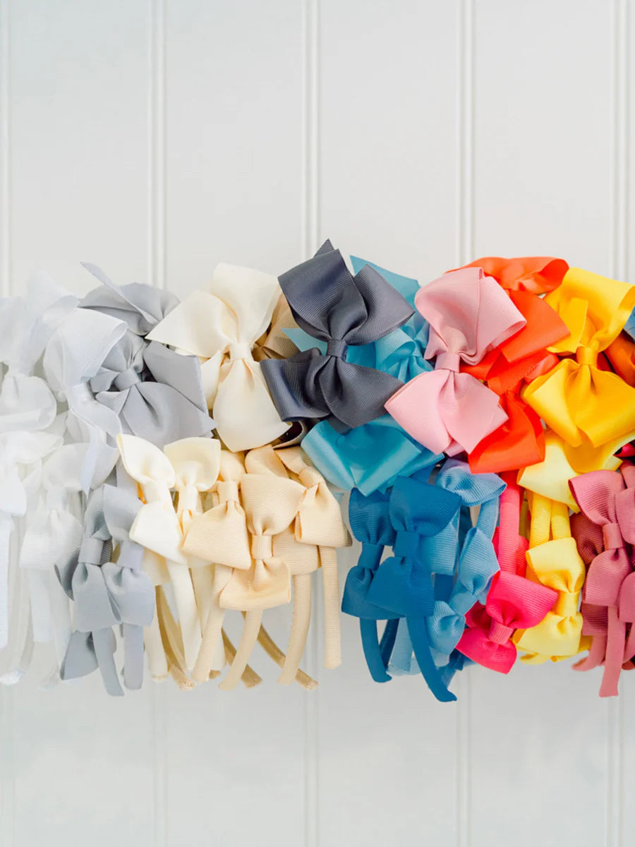 big bow headband dusty blue