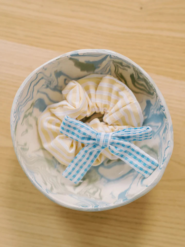 soft ribbon bow clip blue gingham