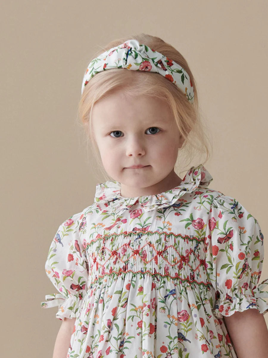 knot headband ivory bird floral