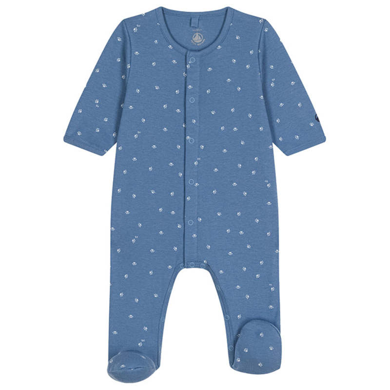 front snap paw print footie