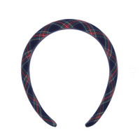 wide headband navy tartan