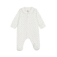 heart print collar footie