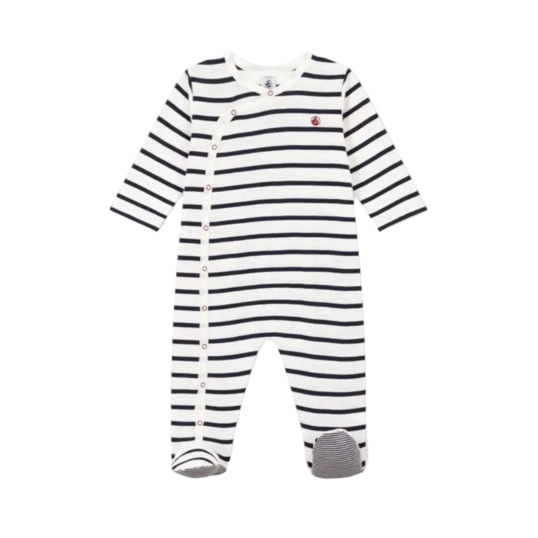 snap stripe footie