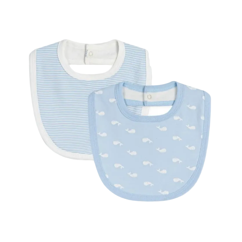 stripe whale bib set