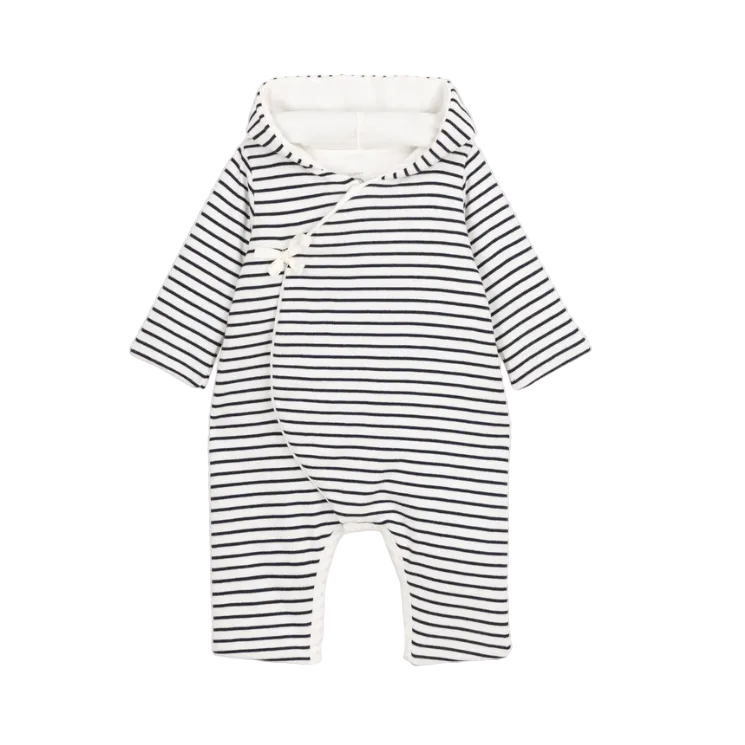 stripe hooded coverall