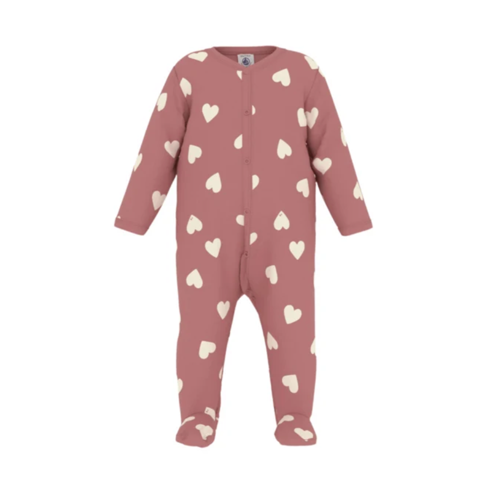 velour heart footie