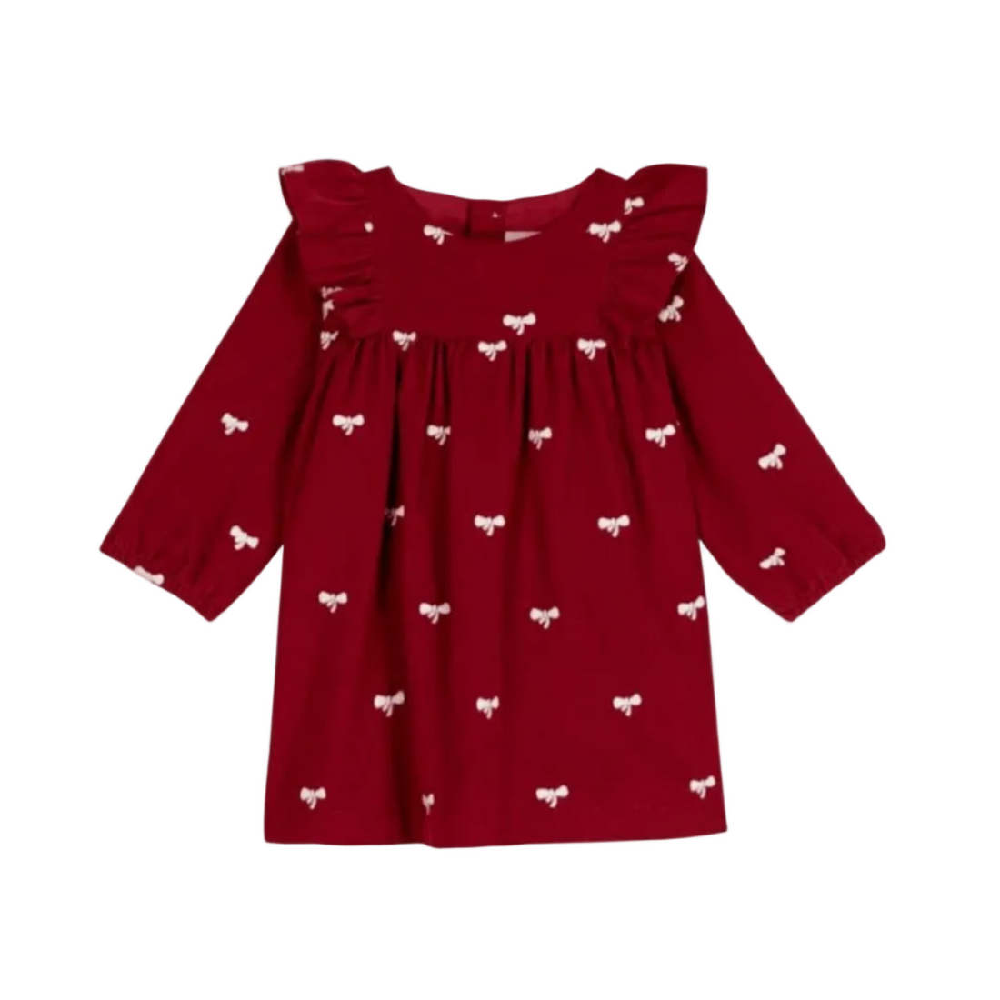 bow emb corduroy dress