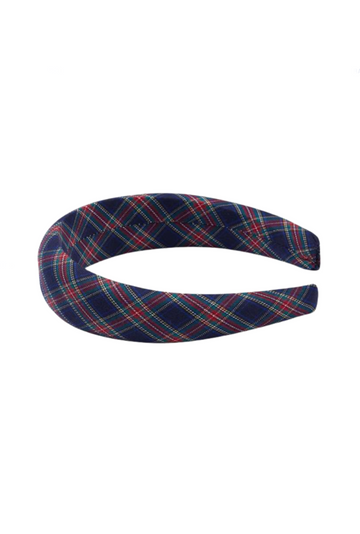 wide headband navy tartan