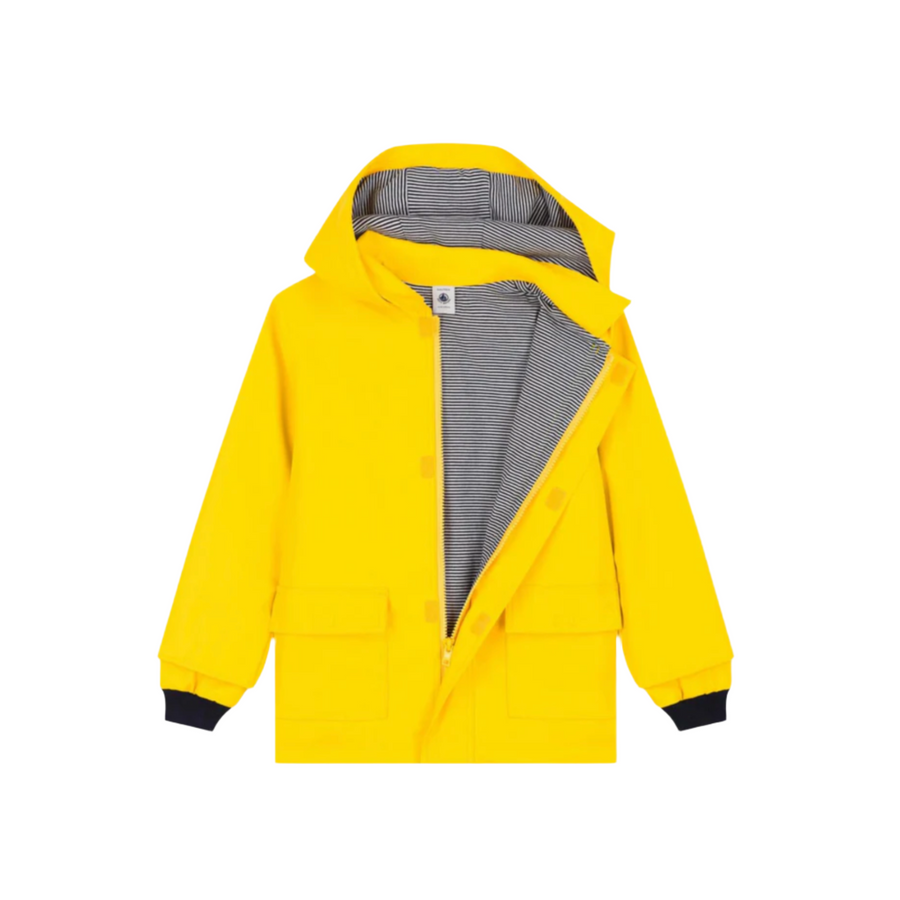 hooded rain jacket yellow