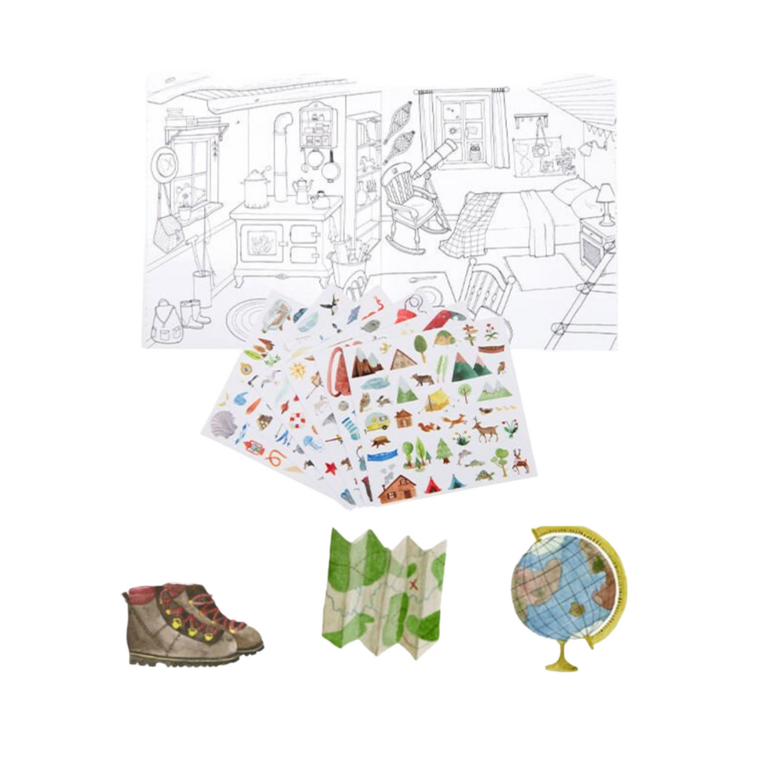 explorer coloring book and stickers
