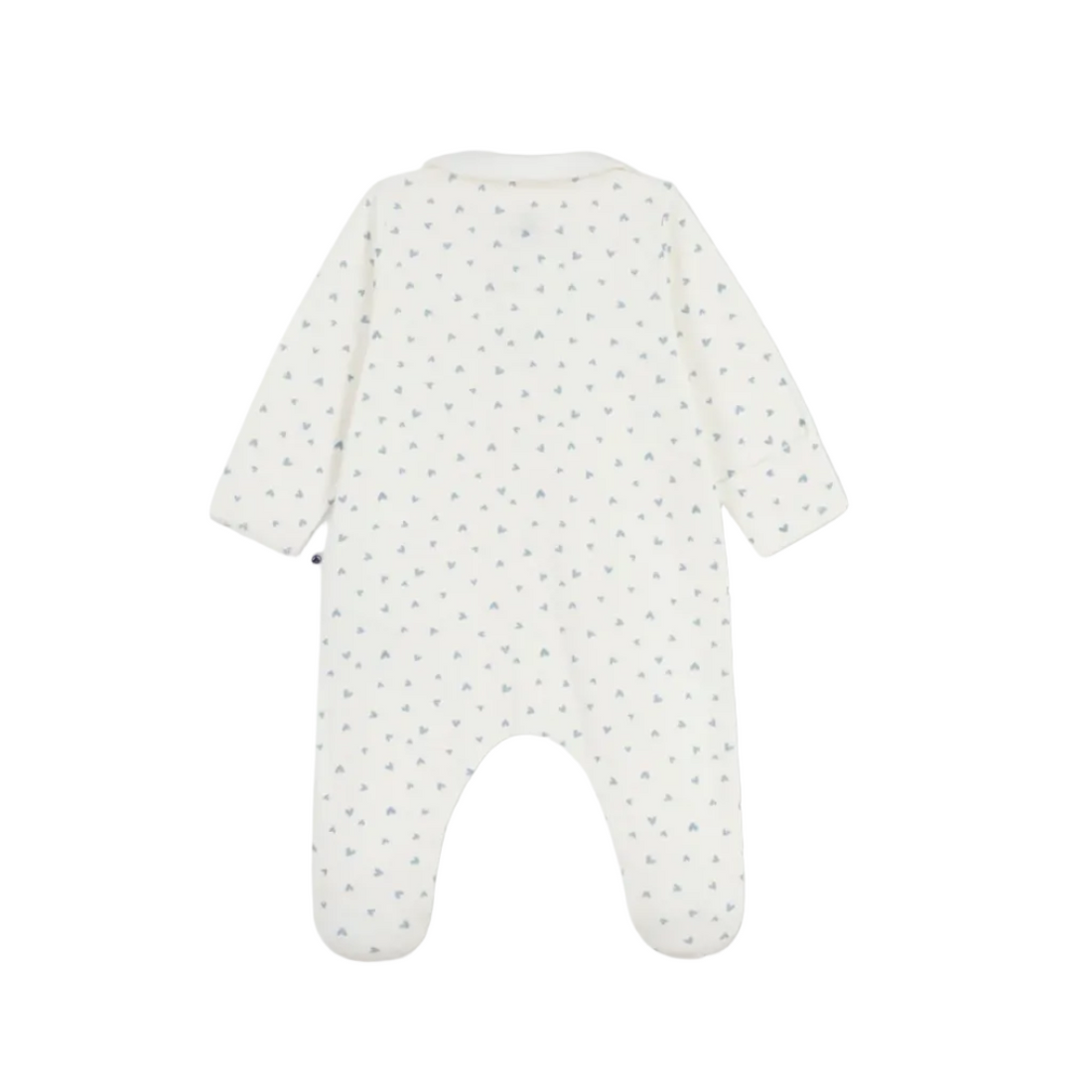 heart print collar footie