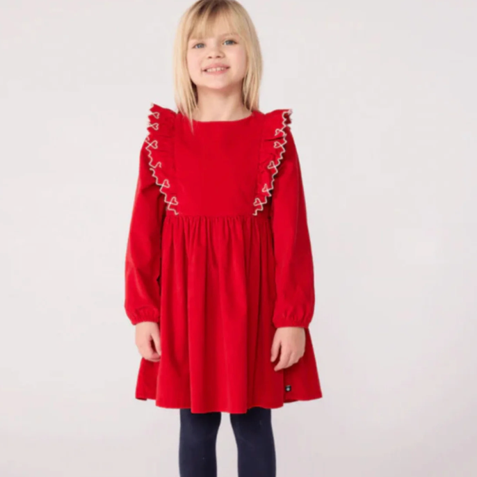 corduroy ruffle dress