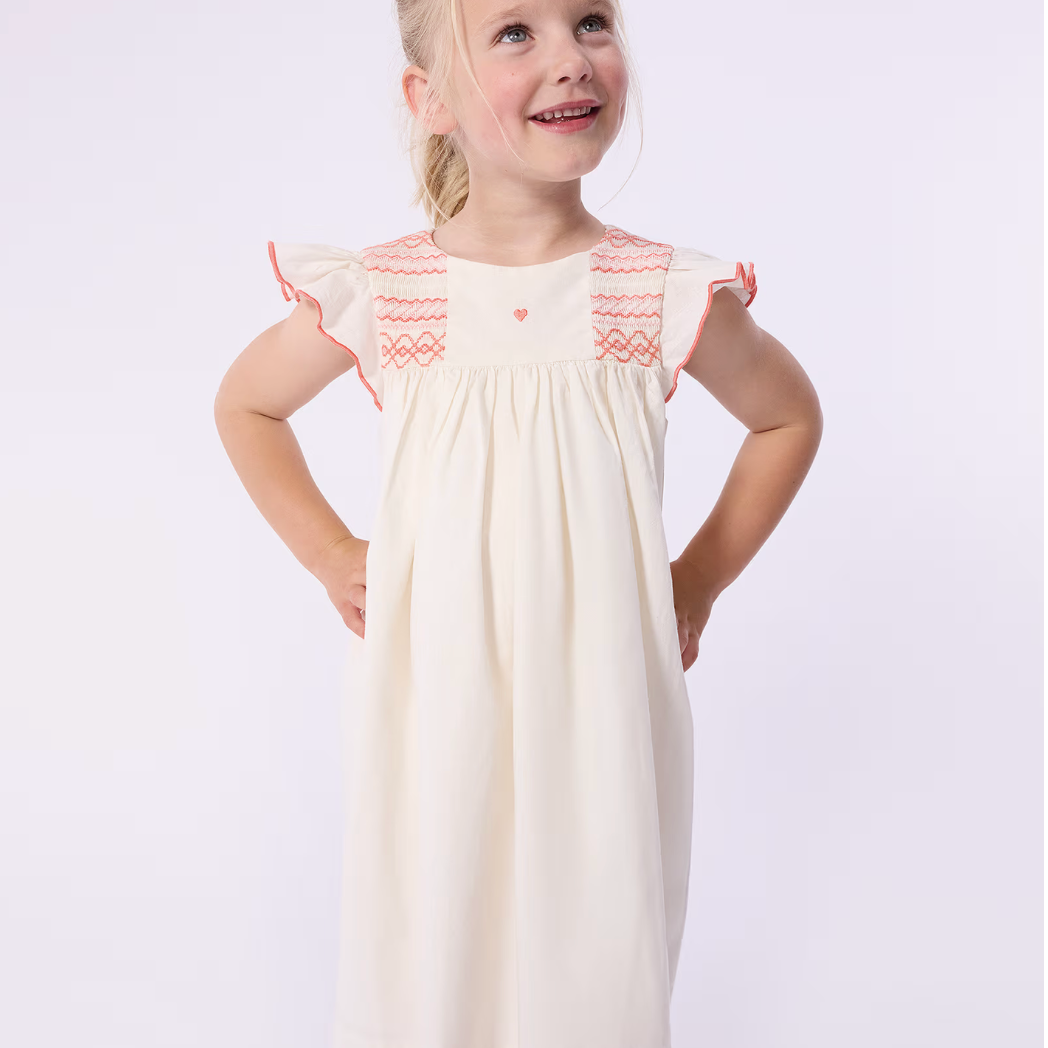 ss smocked flutter dress