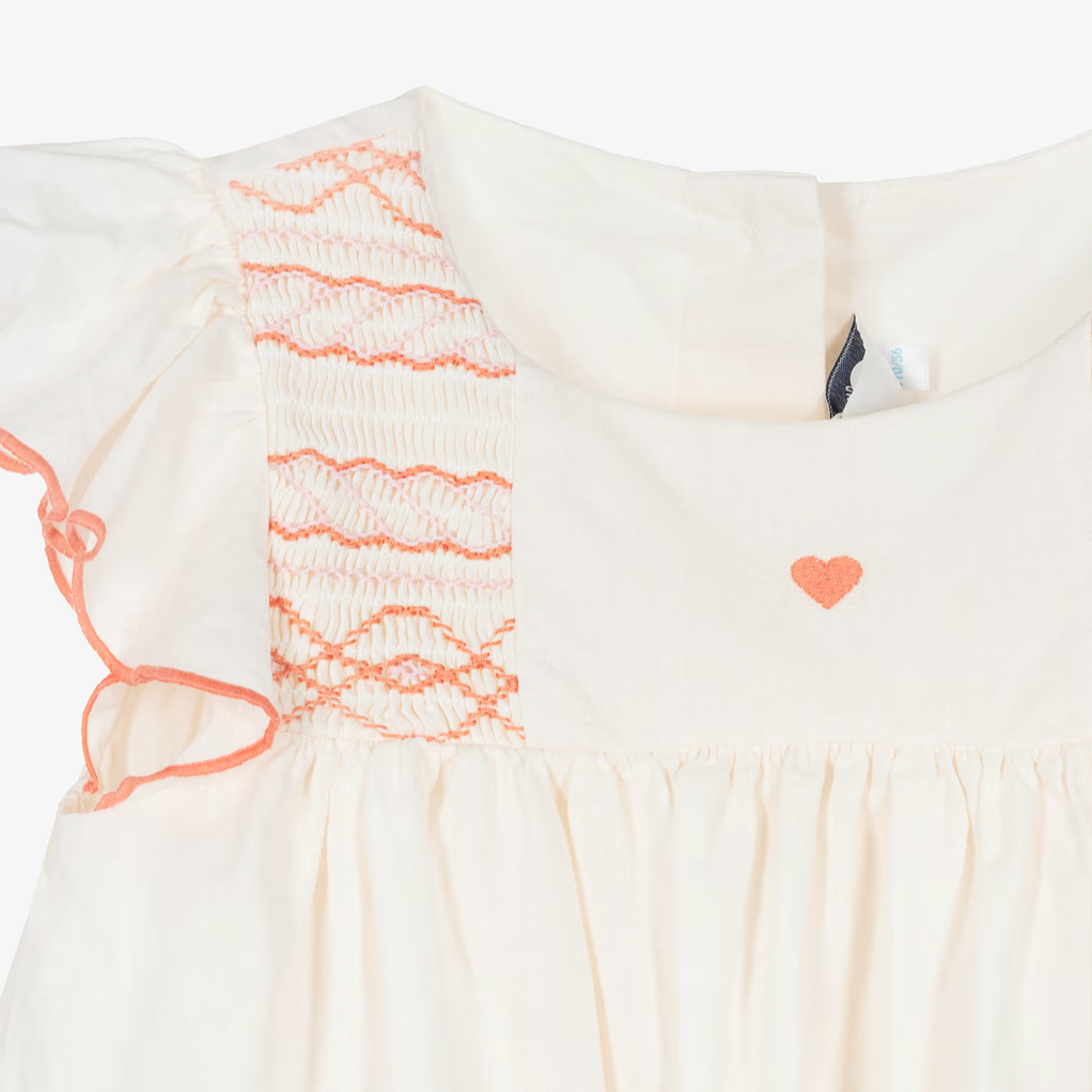 ss smocked flutter dress