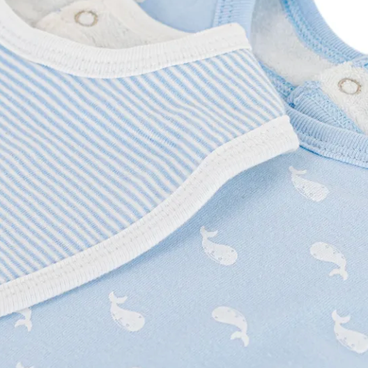 stripe whale bib set