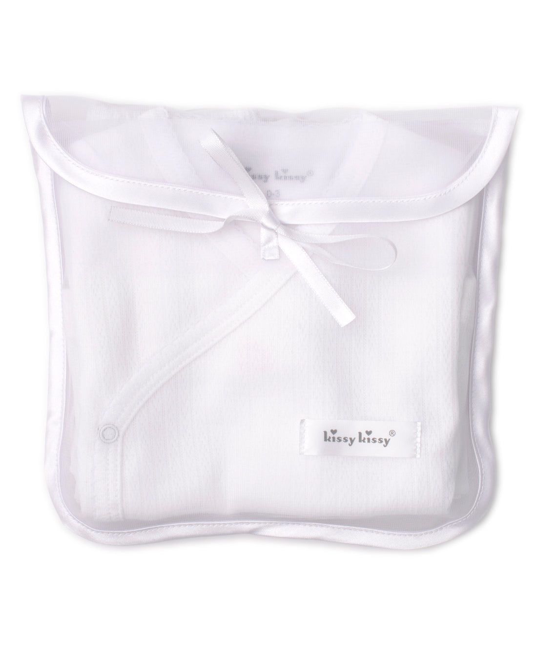 baby white kissy pointele set w/tulle bag