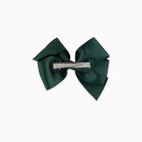 girls big bow clip dark green