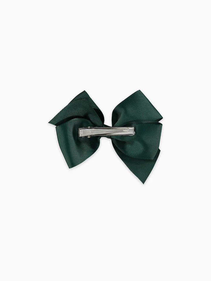 girls big bow clip dark green