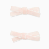 two small velvet bow clips pink