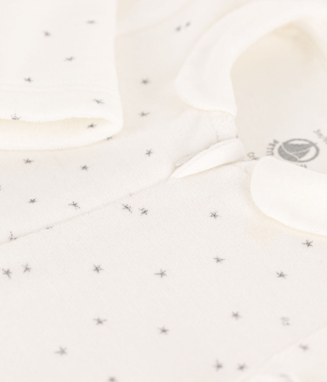 baby boy white velour star zip collar footie